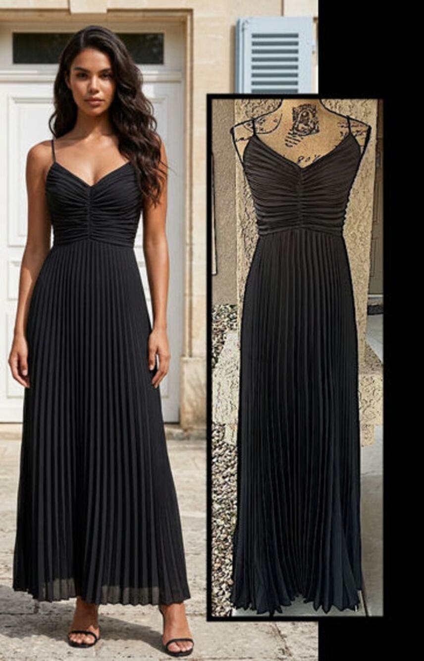 Petal & Pup NAIRA Pleated Maxi Dress Black Size 10